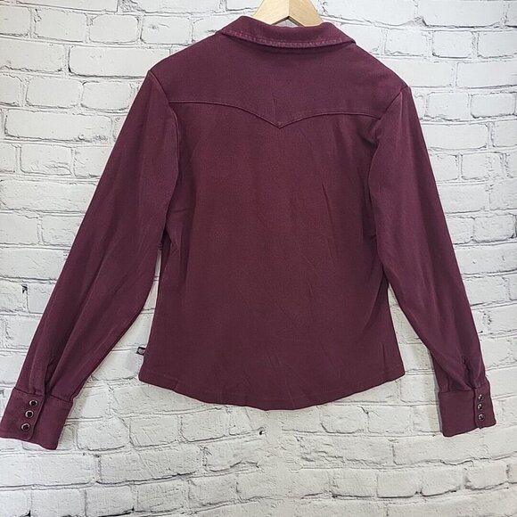 Cruel Girl Western Shirt Jr Sz L Large Maroon Pearl Snaps Cowgirl - Picture 12 of 15